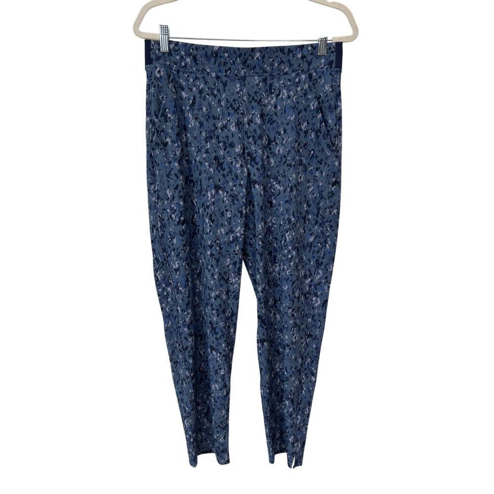Athleta Brooklyn Mid Rise Featherweight Ankle Trousers Size 10 Blue Camo Active - Picture 3 of 12